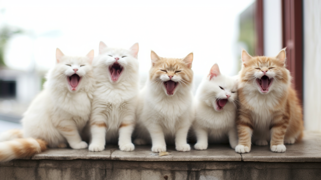 A Group Of Cat Taking Rest